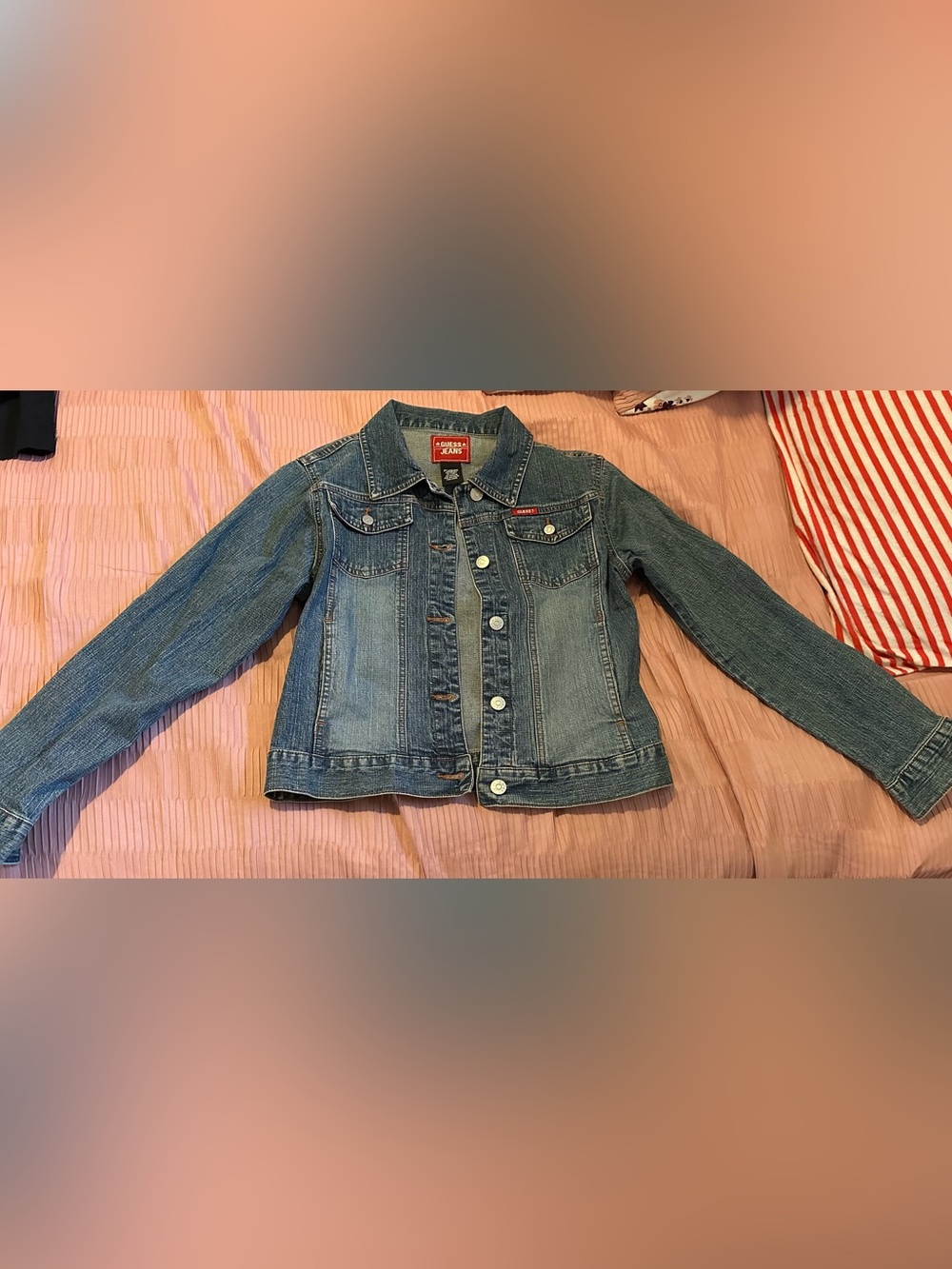 Guess Denim Jacket in Blue with Red Label XL(16)